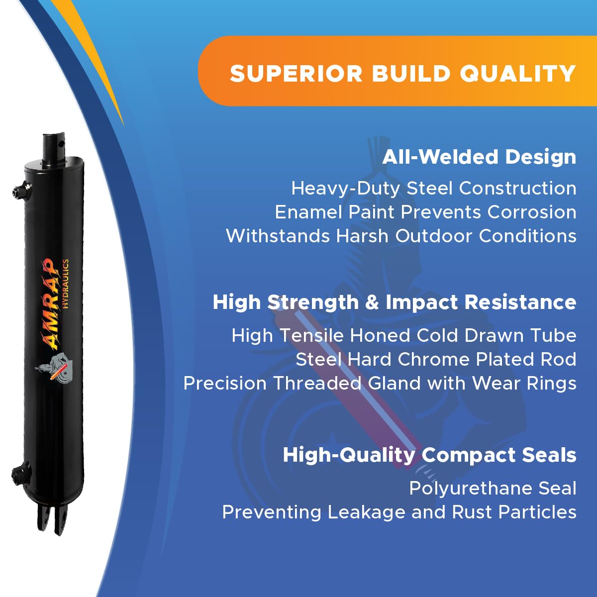 4x24 Hydraulic Log Splitter Cylinder – 4" Bore x 24" Stroke x 1.75" Rod, Welded Double Acting Cylinder for Wood Splitter, 3500 PSI, 1/2" NPT Ports – Heavy-Duty, Universal Fit for All Major Brands