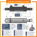 2x10 Hydraulic Cylinder -   2 Bore 10 Stroke  Double Acting Welded Tang Hydraulic Cylinder  3500 PSI