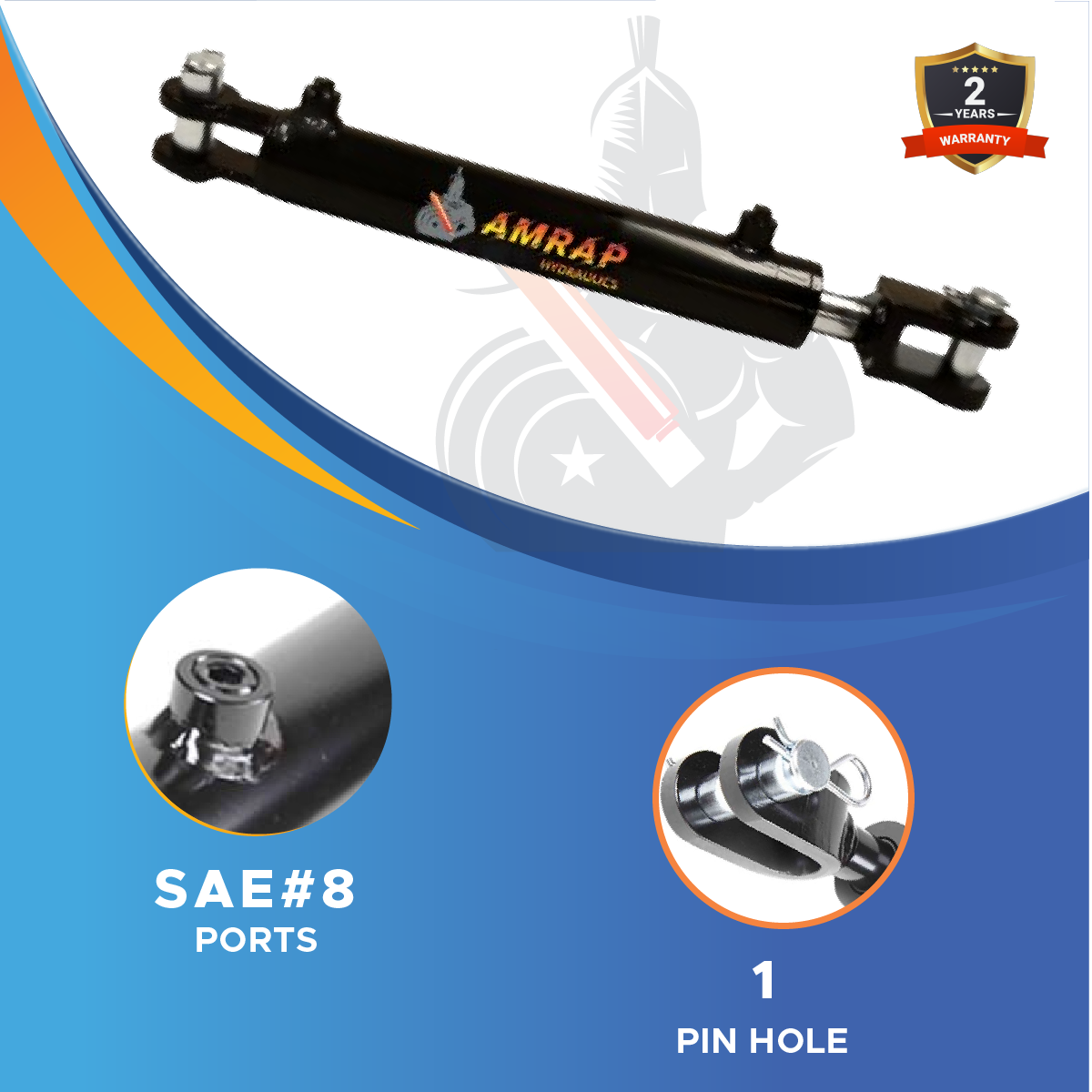 3x8 Hydraulic Cylinder - 3 Bore 8 Stroke Double Acting Welded Clevis Hydraulic Cylinder 3000 PSI