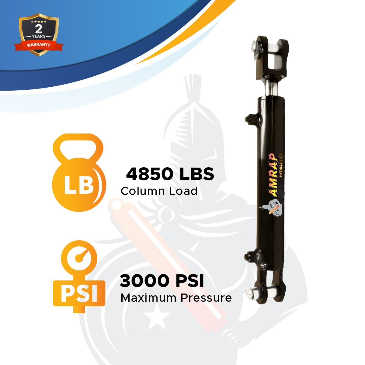 2x26 Hydraulic Cylinder -   2 Bore 26 Stroke  Double Acting Welded Clevis Hydraulic Cylinder  3000 PSI
