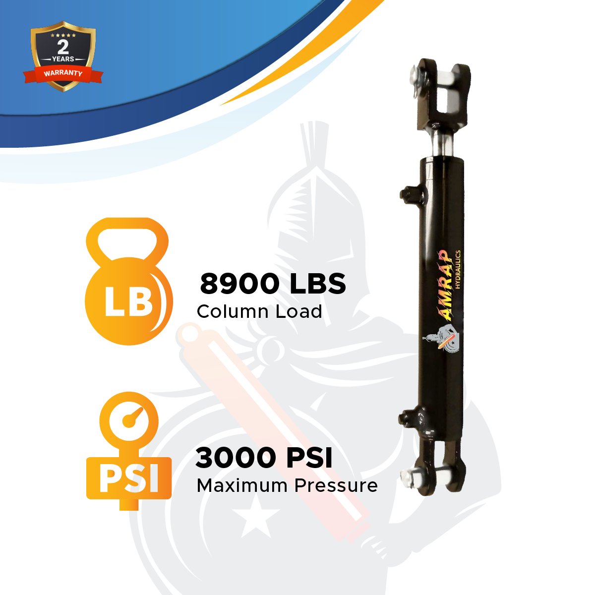 2.5x22 Hydraulic Cylinder -   2.5 Bore 22 Stroke  Double Acting Welded Clevis Hydraulic Cylinder  3000 PSI