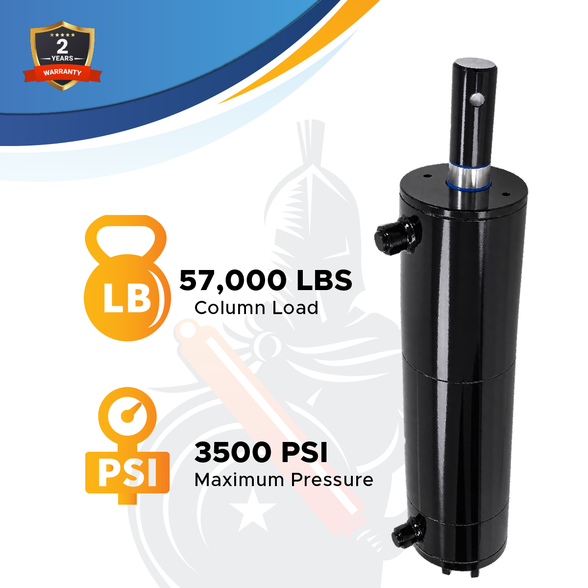 5x21.5 Hydraulic Cylinder for Dump Trailer – 5" Bore x 21.5" Stroke, 3500 PSI Double Acting Dump Hoist Hydraulic Cylinder, Welded Steel Trailer Hoist Cylinder (5x21.5)