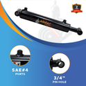 1.5x16 Hydraulic Cylinder -   1.5 Bore 16 Stroke Double Acting Welded Cross Tube Hydraulic Cylinder 3500 PSI
