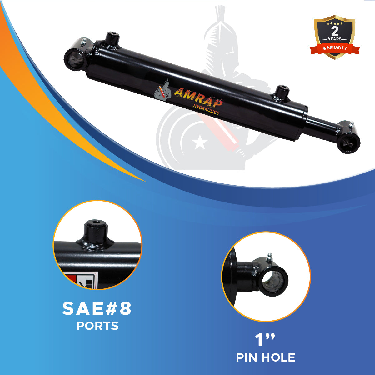 2.5x12 Hydraulic Cylinder -   2.5 Bore 12 Stroke Double Acting Welded Cross Tube Hydraulic Cylinder 3500 PSI