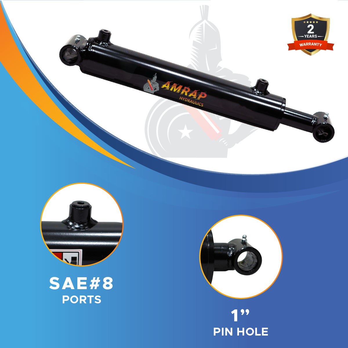 3.5x28 Hydraulic Cylinder -   3.5 Bore 28 Stroke Double Acting Welded Cross Tube Hydraulic Cylinder 3500 PSI