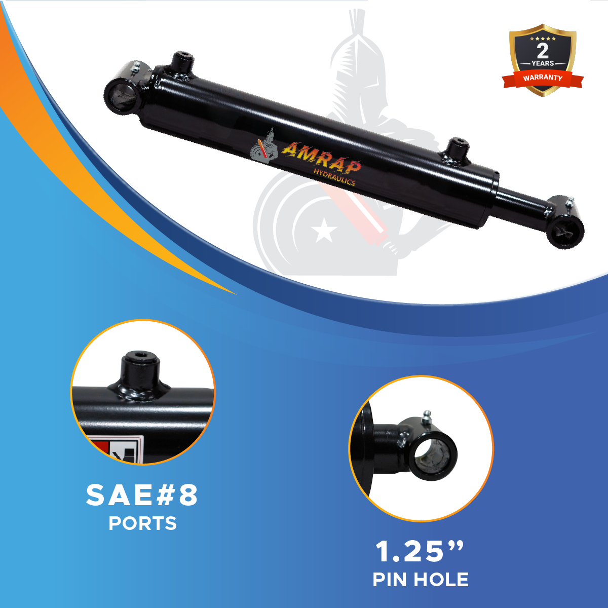 3.5x40 Hydraulic Cylinder -   3.5 Bore 40 Stroke Double Acting Welded Cross Tube Hydraulic Cylinder 3500 PSI