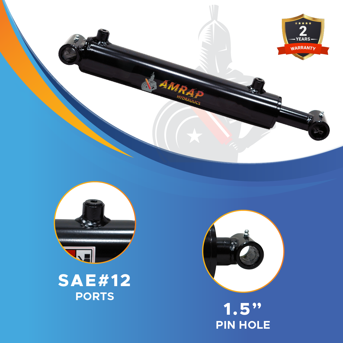 5x12 Hydraulic Cylinder - 5" Bore 12" Stroke Double Acting Welded Cross Tube Hydraulic Cylinder 3500 PSI Retracted: 23, Extended: 35,SAE #12