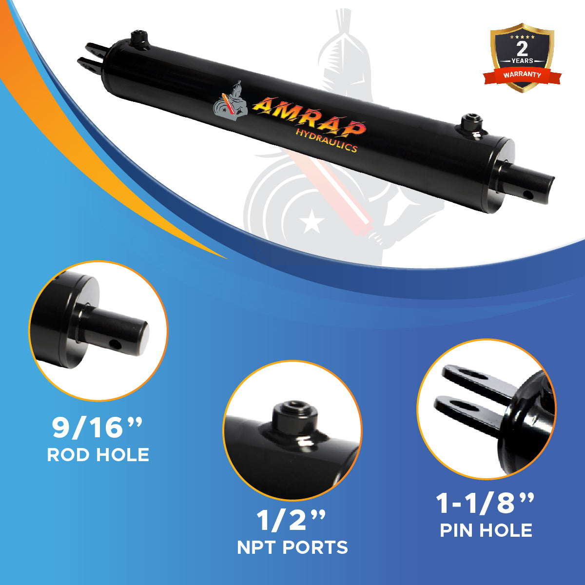 5x24 Hydraulic Cylinder -   5" Bore 24" Stroke  Log Splitter Hydraulic Cylinder  3500 PSI