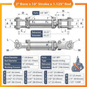 2x10 Hydraulic Cylinder - 2 Bore 10 Stroke Double Acting Tie Rod Hydraulic Cylinder 2500 PSI