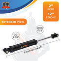 2x12 Hydraulic Cylinder - 2 Bore 12 Stroke Double Acting Tie Rod Hydraulic Cylinder 2500 PSI
