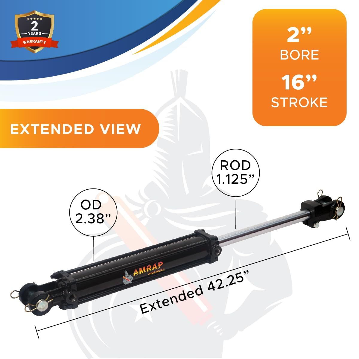2x16 Hydraulic Cylinder - 2 Bore 16 Stroke Double Acting Tie Rod Hydraulic Cylinder - SAE #8 Port
