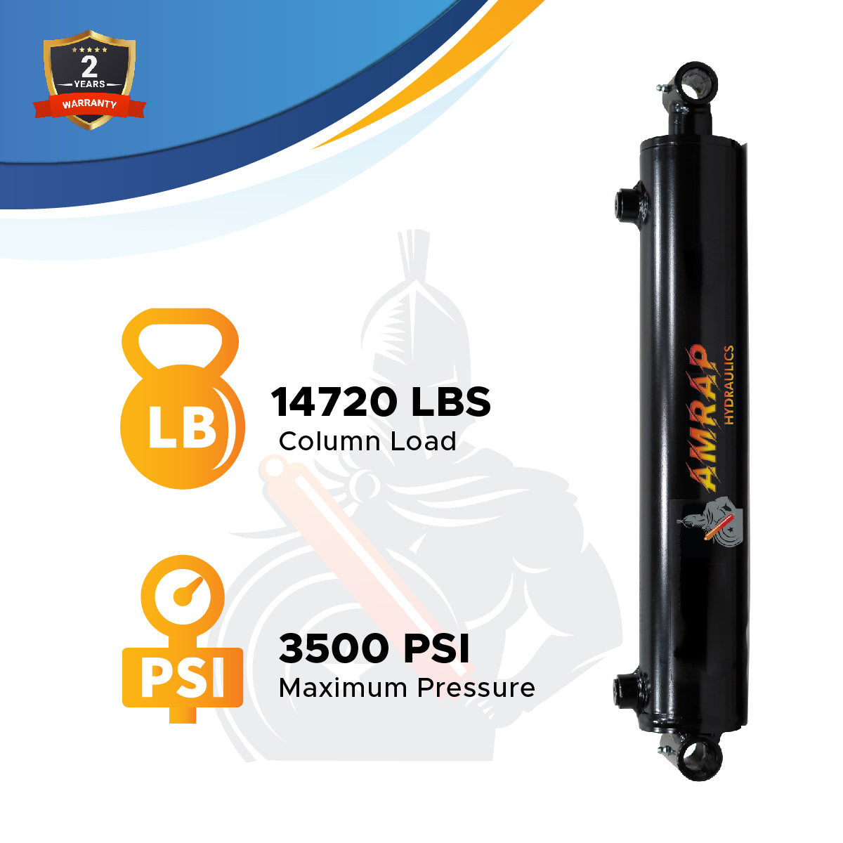 2.5x12 Hydraulic Cylinder -   2.5 Bore 12 Stroke Double Acting Welded Cross Tube Hydraulic Cylinder 3500 PSI