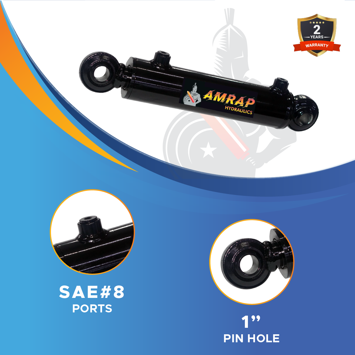 2.5x18 Hydraulic Cylinder - 2.5" Bore x 18" Stroke Hydraulic Cylinder | Swivel Eye Mount | 3500 PSI - (2.5x18) - SAE#8