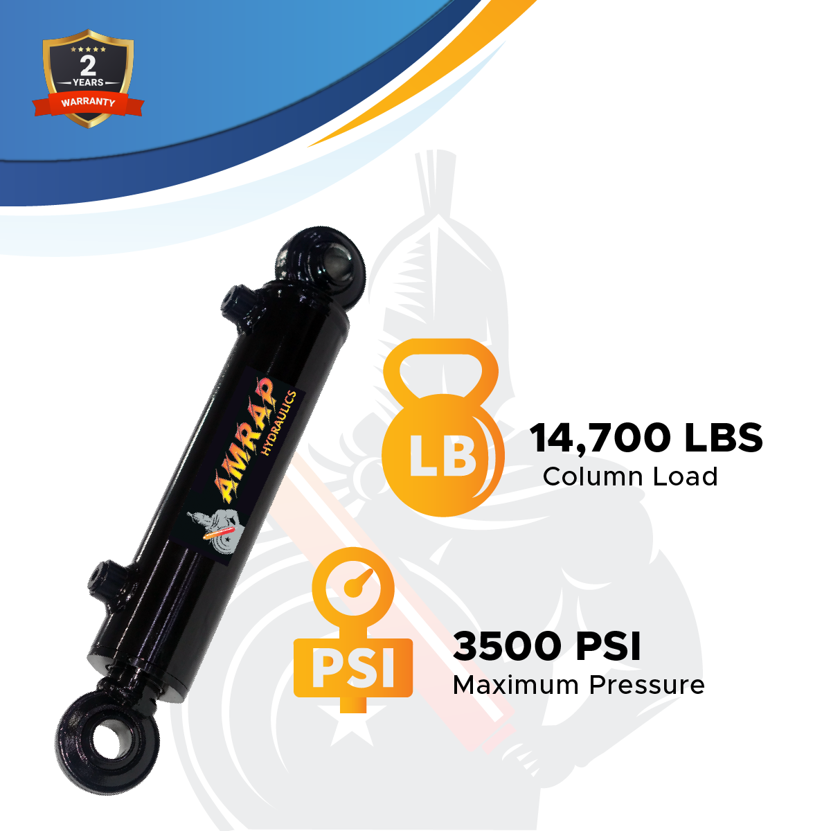 2.5x10 Hydraulic Cylinder - 2.5" Bore x 10" Stroke Hydraulic Cylinder | Swivel Eye Mount | 3500 PSI - (2.5x10) - SAE#8