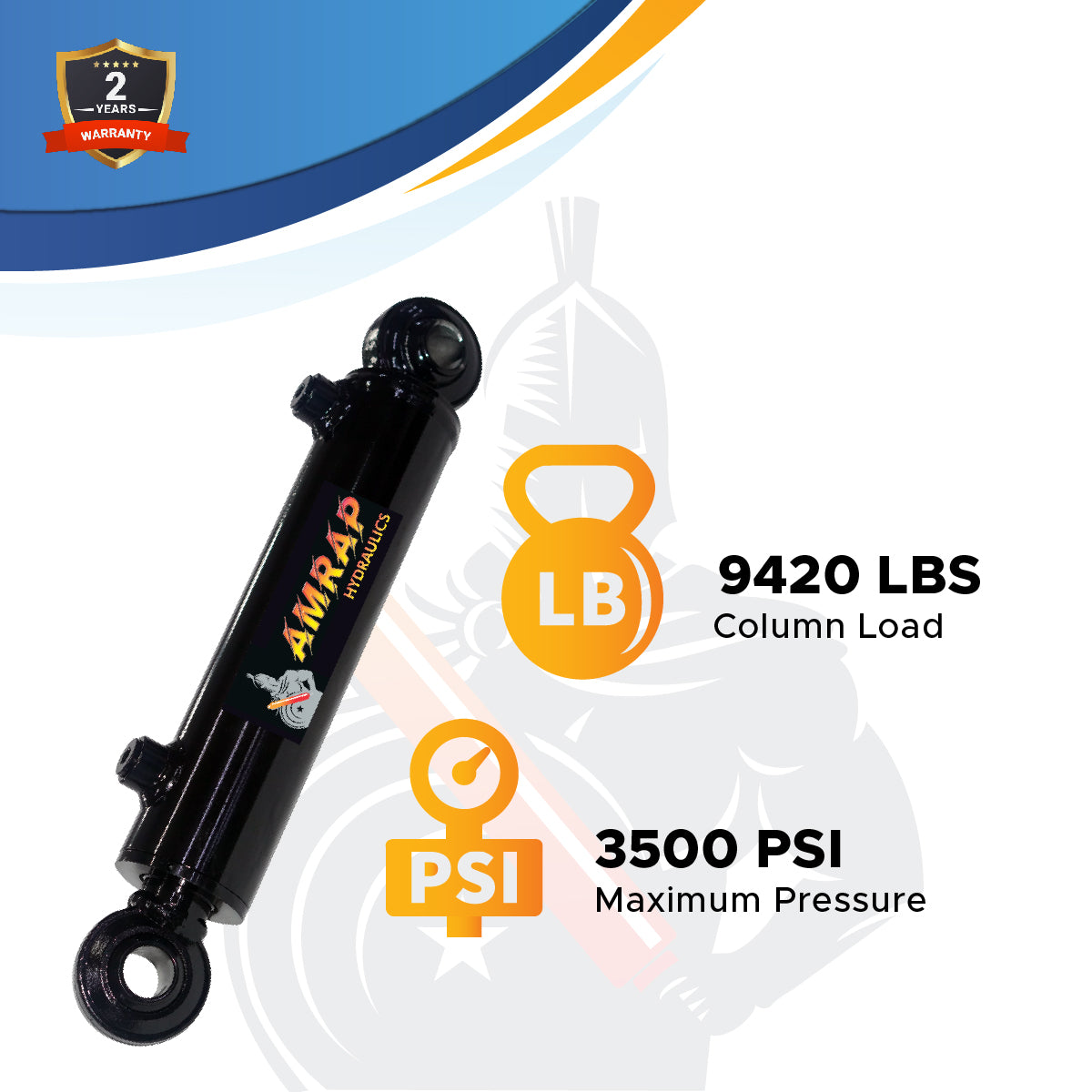 2x20 Hydraulic Cylinder - 2" Bore x 20" Stroke Hydraulic Cylinder | Swivel Eye Mount | 3500 PSI - (2x20) - SAE#8
