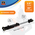 2.5x32 Hydraulic Cylinder - 2.5 Bore 32 Stroke Double Acting Welded Threaded Clevis Hydraulic Cylinder 3500 PSI