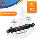 2x40 Hydraulic Cylinder - 2 Bore 40 Stroke Double Acting Welded Threaded Clevis Hydraulic Cylinder 3500 PSI