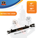 4x14 Hydraulic Cylinder - 4 Bore 14 Stroke Double Acting Welded Clevis Hydraulic Cylinder 3000 PSI
