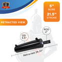 5x21.5 Hydraulic Cylinder for Dump Trailer – 5" Bore x 21.5" Stroke, 3500 PSI Double Acting Dump Hoist Hydraulic Cylinder, Welded Steel Trailer Hoist Cylinder (5x21.5)