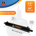 4.5x24 Hydraulic Cylinder -   4.5" Bore 24" Stroke  Log Splitter Hydraulic Cylinder  3500 PSI