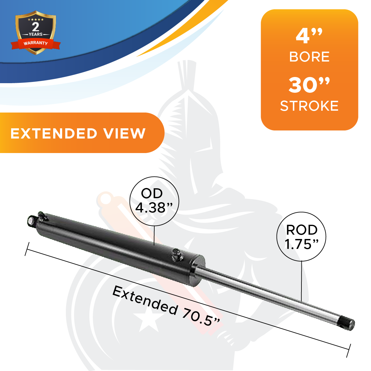 4x30 Hydraulic Cylinder -   4" Bore 30" Stroke  Log Splitter Hydraulic Cylinder  3500 PSI