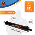 4x30 Hydraulic Cylinder -   4" Bore 30" Stroke  Log Splitter Hydraulic Cylinder  3500 PSI