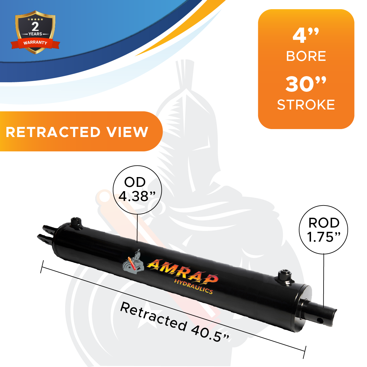4x30 Hydraulic Cylinder -   4" Bore 30" Stroke  Log Splitter Hydraulic Cylinder  3500 PSI