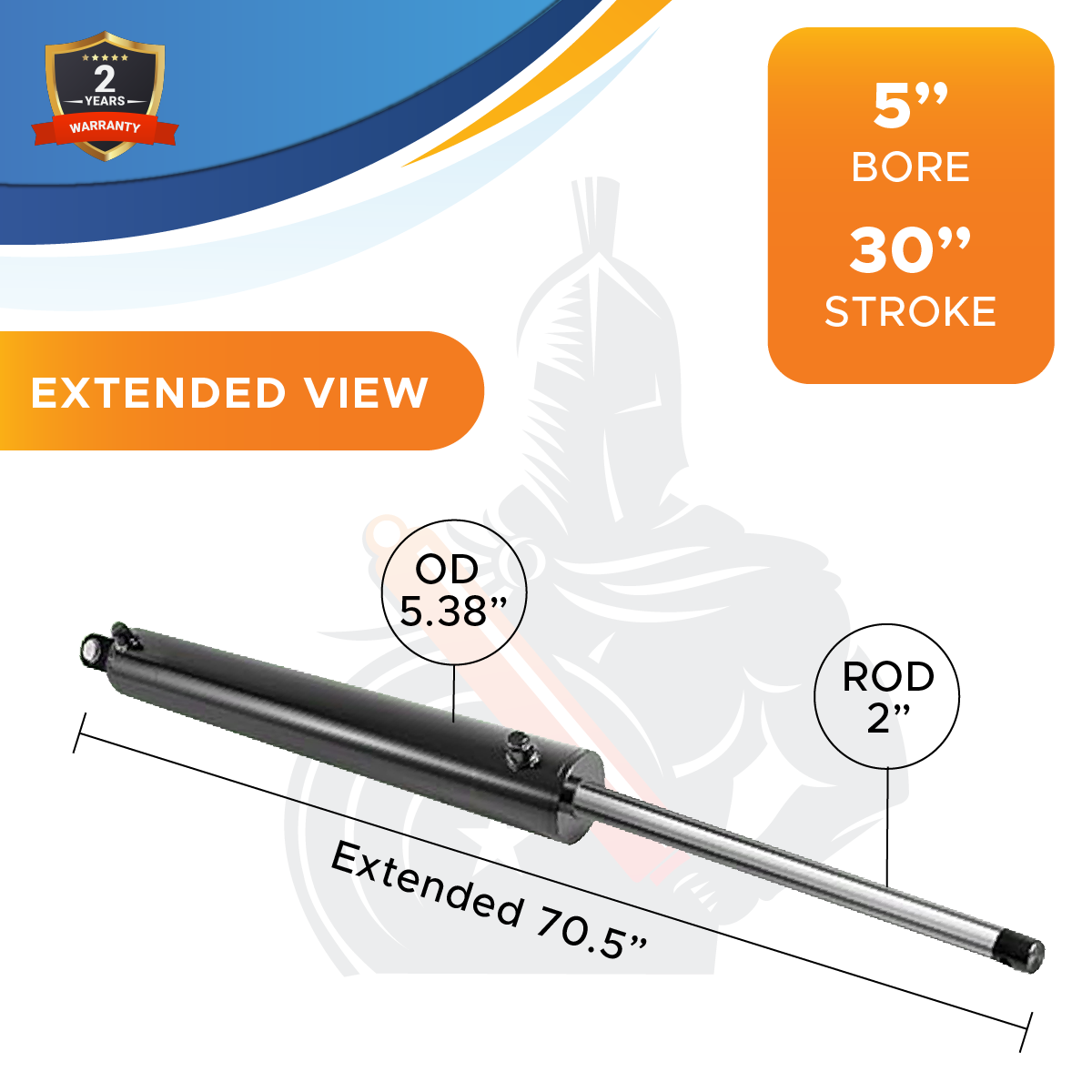5x30 Hydraulic Cylinder -  5" Bore 30" Stroke  Log Splitter Hydraulic Cylinder  3500 PSI