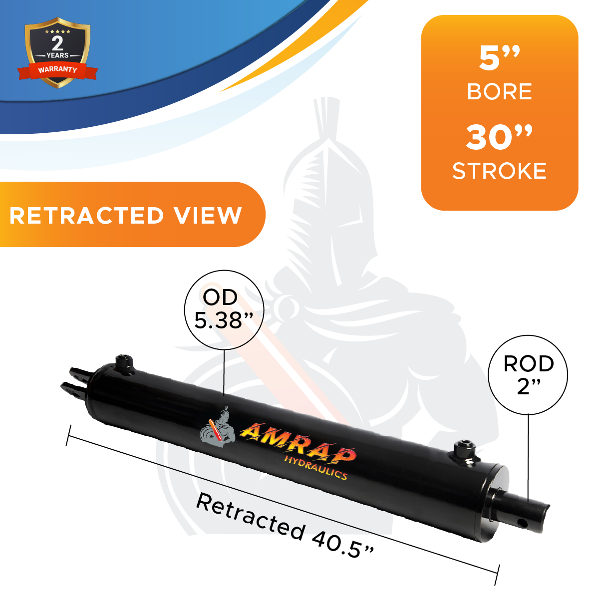 5x30 Hydraulic Cylinder -  5" Bore 30" Stroke  Log Splitter Hydraulic Cylinder  3500 PSI