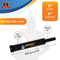3x8 Hydraulic Cylinder -   3 Bore 8 Stroke  Double Acting  Pin Eye  Hydraulic Cylinder  3500 PSI