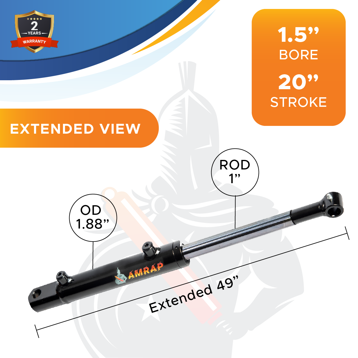1.5x20 Hydraulic Cylinder -   1.5 Bore 20 Stroke  Double Acting Welded Tang Hydraulic Cylinder  3500 PSI