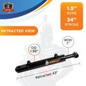1.5x34 Hydraulic Cylinder -   1.5 Bore 34 Stroke  Double Acting Welded Tang Hydraulic Cylinder  3500 PSI