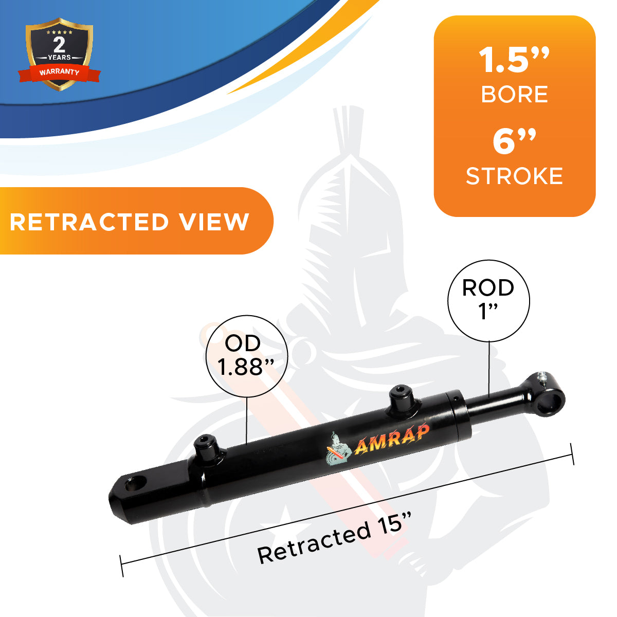 1.5x6 Hydraulic Cylinder -   1.5 Bore 6 Stroke  Double Acting Welded Tang Hydraulic Cylinder  3500 PSI