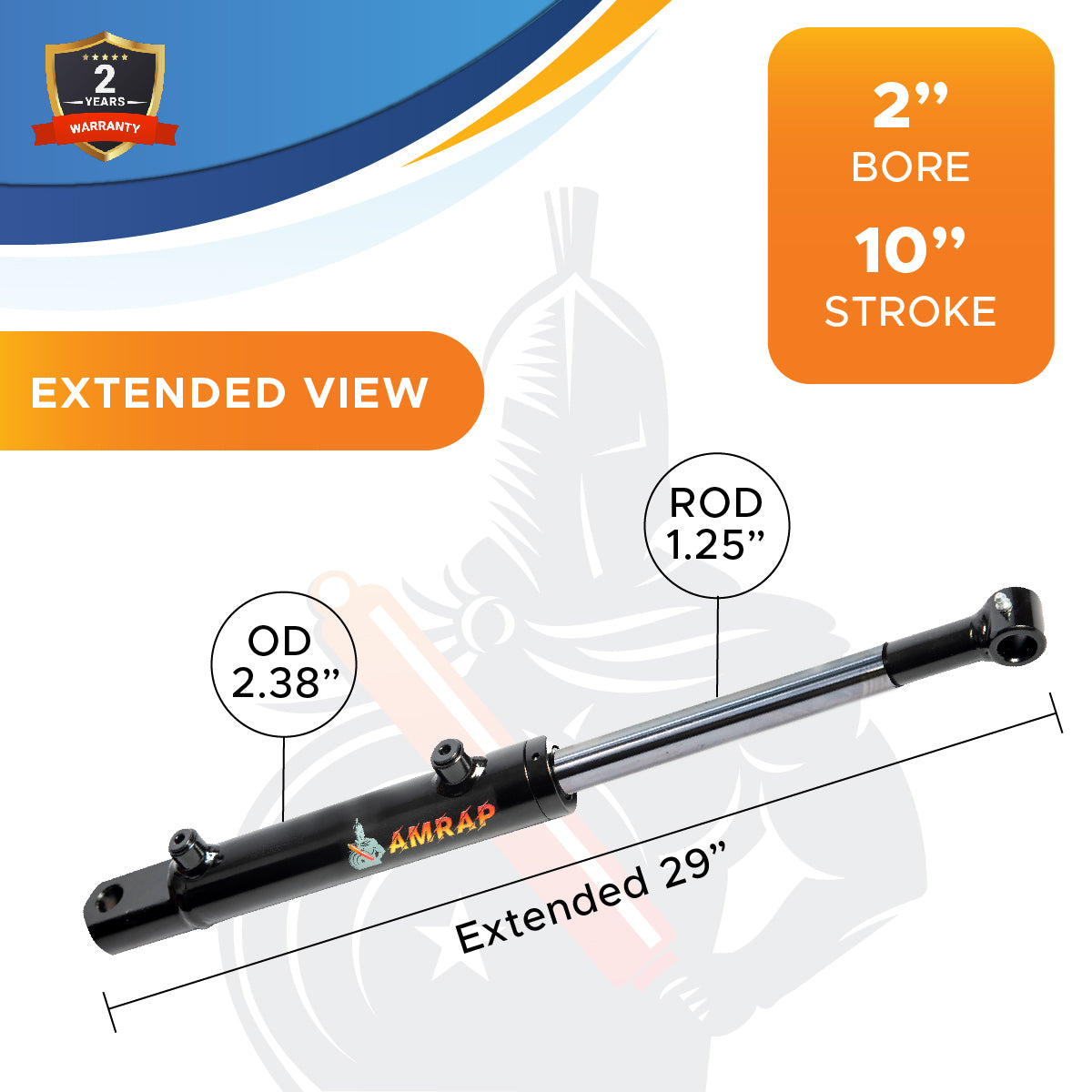 2x10 Hydraulic Cylinder -   2 Bore 10 Stroke  Double Acting Welded Tang Hydraulic Cylinder  3500 PSI