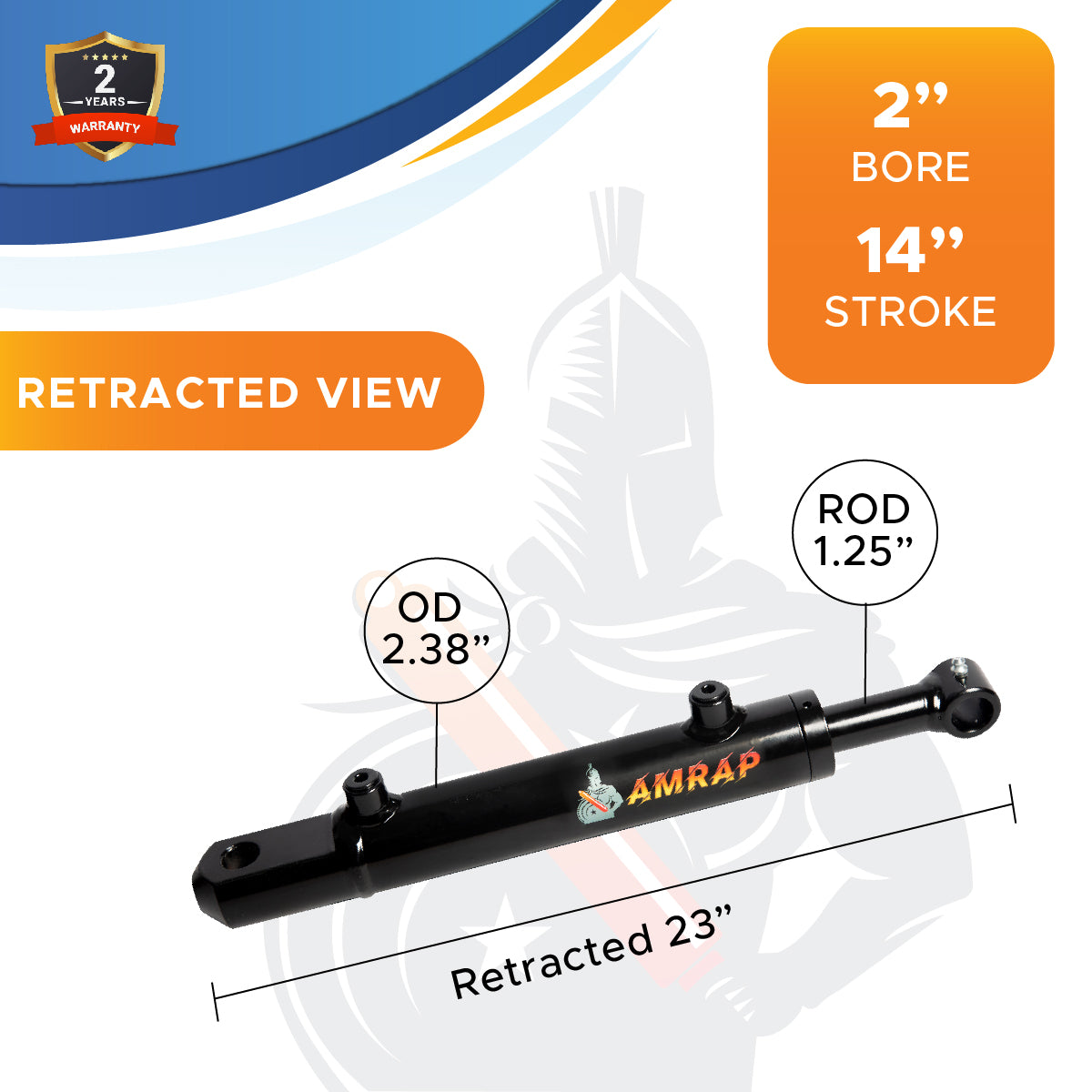 2x14 Hydraulic Cylinder -   2 Bore 14 Stroke  Double Acting Welded Tang Hydraulic Cylinder  3500 PSI