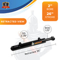 2x26 Hydraulic Cylinder -   2 Bore 26 Stroke  Double Acting Welded Tang Hydraulic Cylinder  3500 PSI
