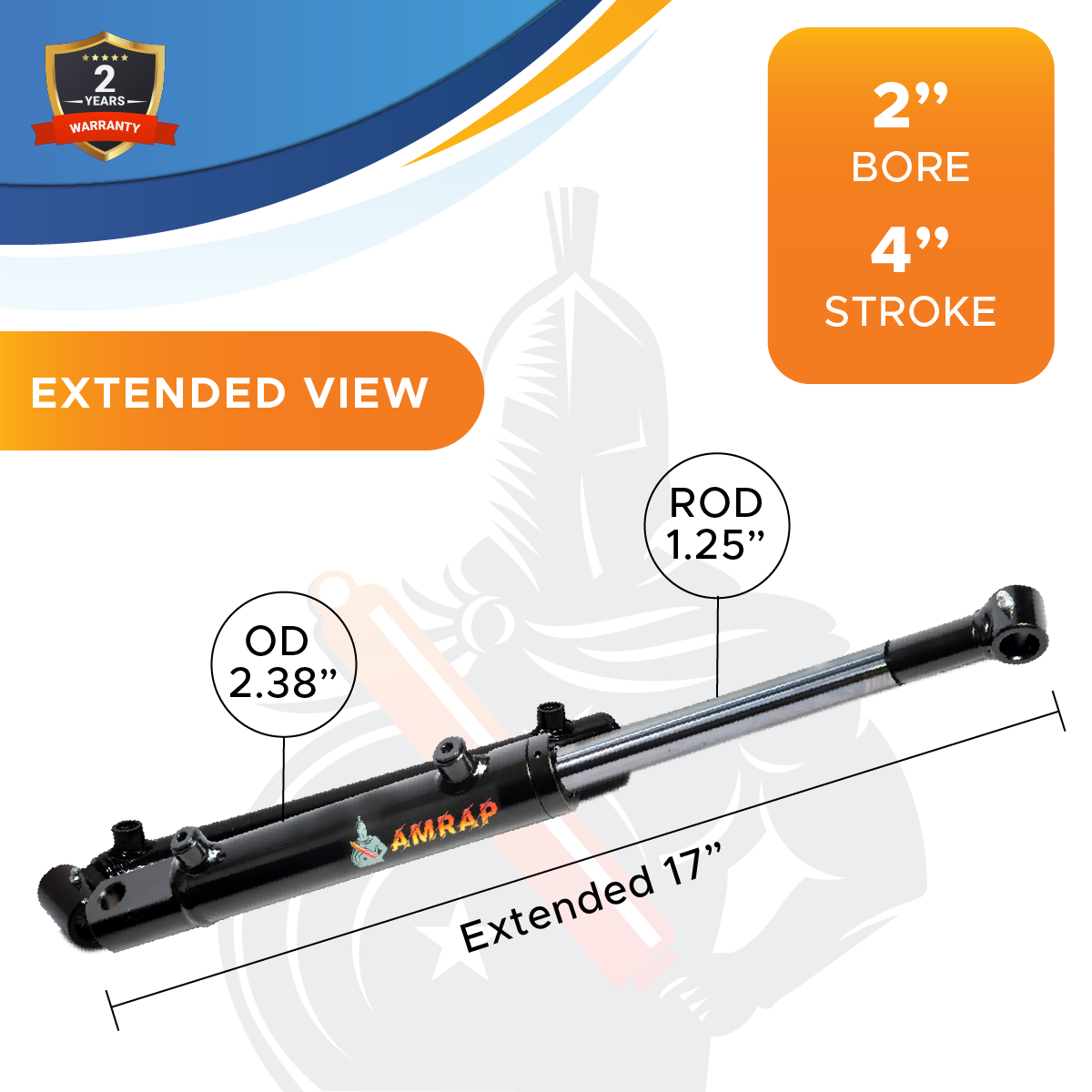 2x4 Hydraulic Cylinder -   2 Bore 4 Stroke  Double Acting Welded Tang Hydraulic Cylinder  3500 PSI