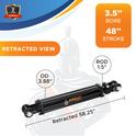 3.5x48 Hydraulic Cylinder -   3.5 Bore 48 Stroke  Double Acting Tie Rod Hydraulic Cylinder  2500 PSI