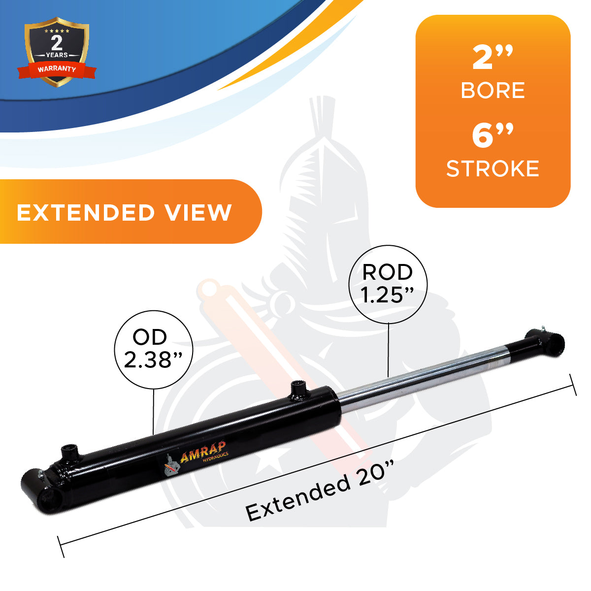 2x6 Hydraulic Cylinder -   2 Bore 6 Stroke Double Acting Welded Cross Tube Hydraulic Cylinder 3500 PSI