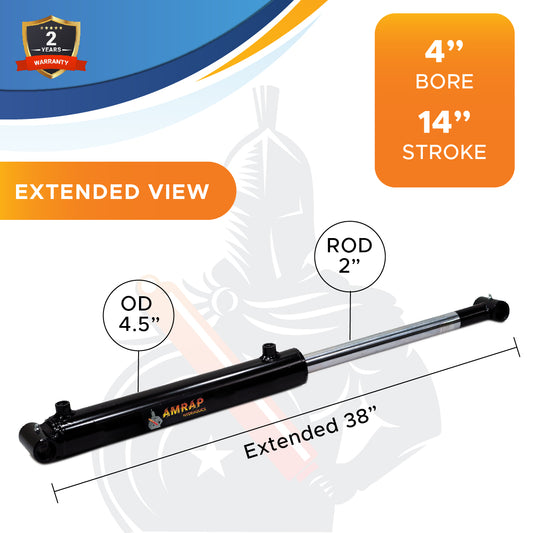 4x14 Hydraulic Cylinder -   4 Bore 14 Stroke Double Acting Welded Cross Tube Hydraulic Cylinder 3500 PSI