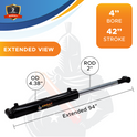 4x42 Hydraulic Cylinder -   4 Bore 42 Stroke Double Acting Welded Cross Tube Hydraulic Cylinder 3500 PSI