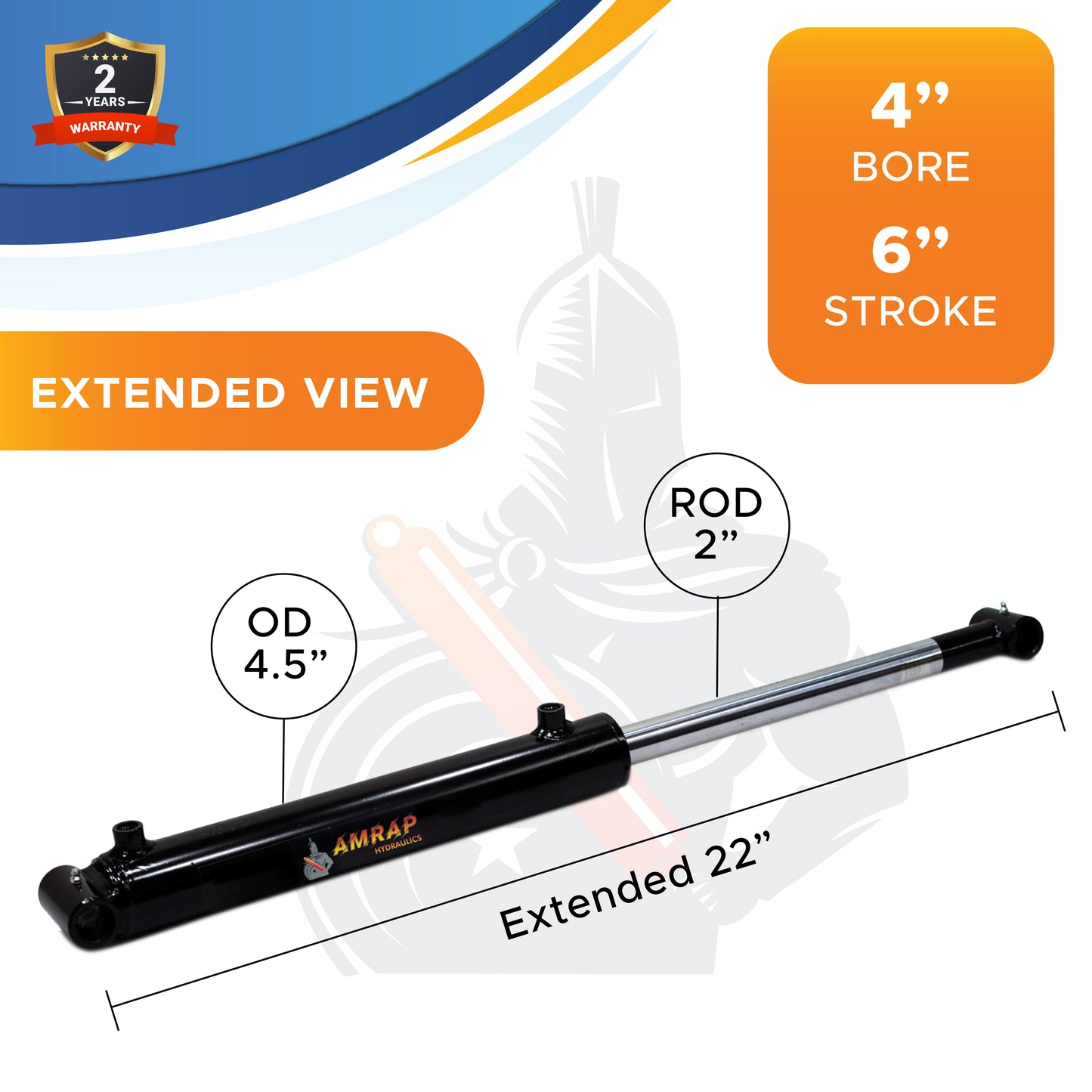 4x6 Hydraulic Cylinder -   4 Bore 6 Stroke Double Acting Welded Cross Tube Hydraulic Cylinder 3500 PSI