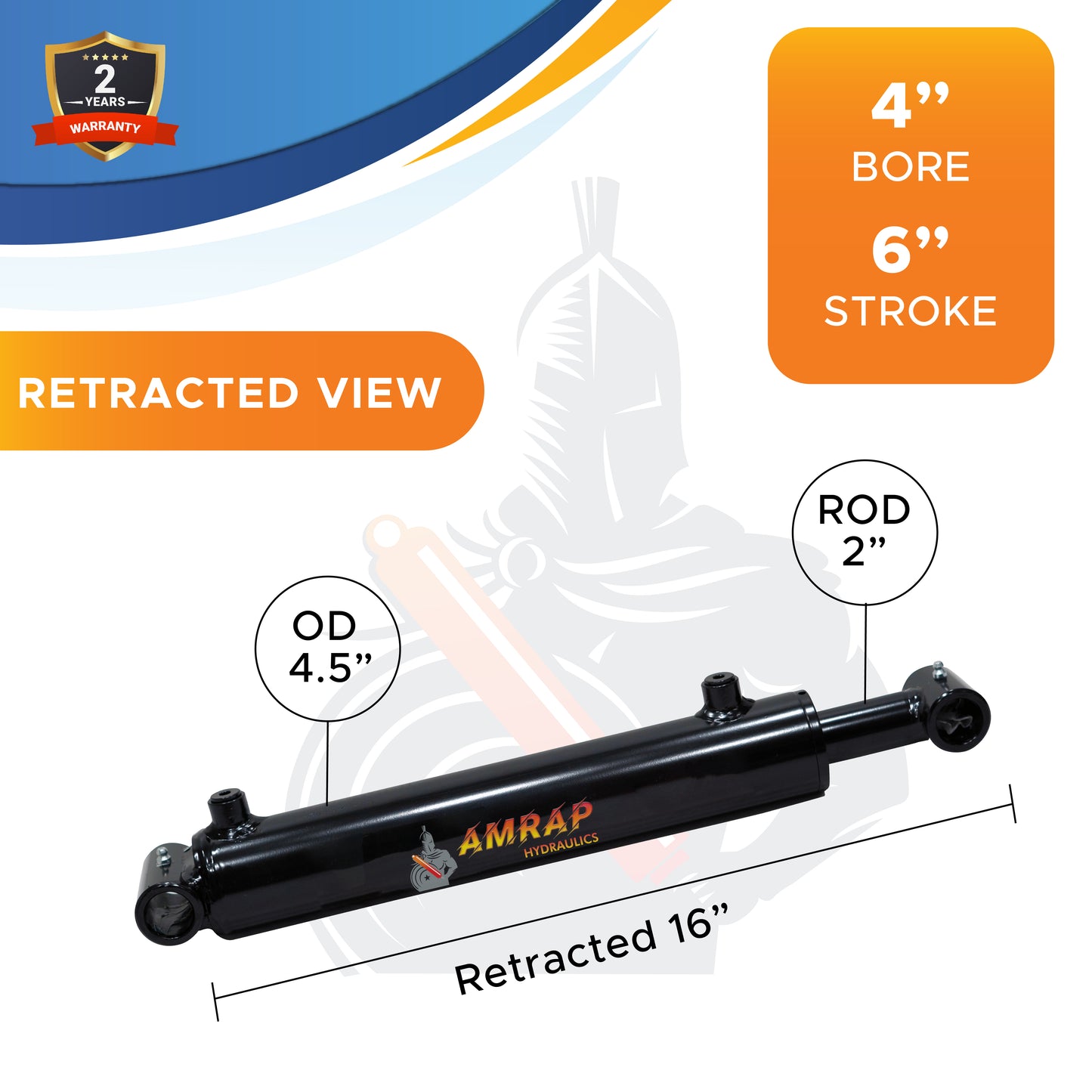 4x6 Hydraulic Cylinder -   4 Bore 6 Stroke Double Acting Welded Cross Tube Hydraulic Cylinder 3500 PSI