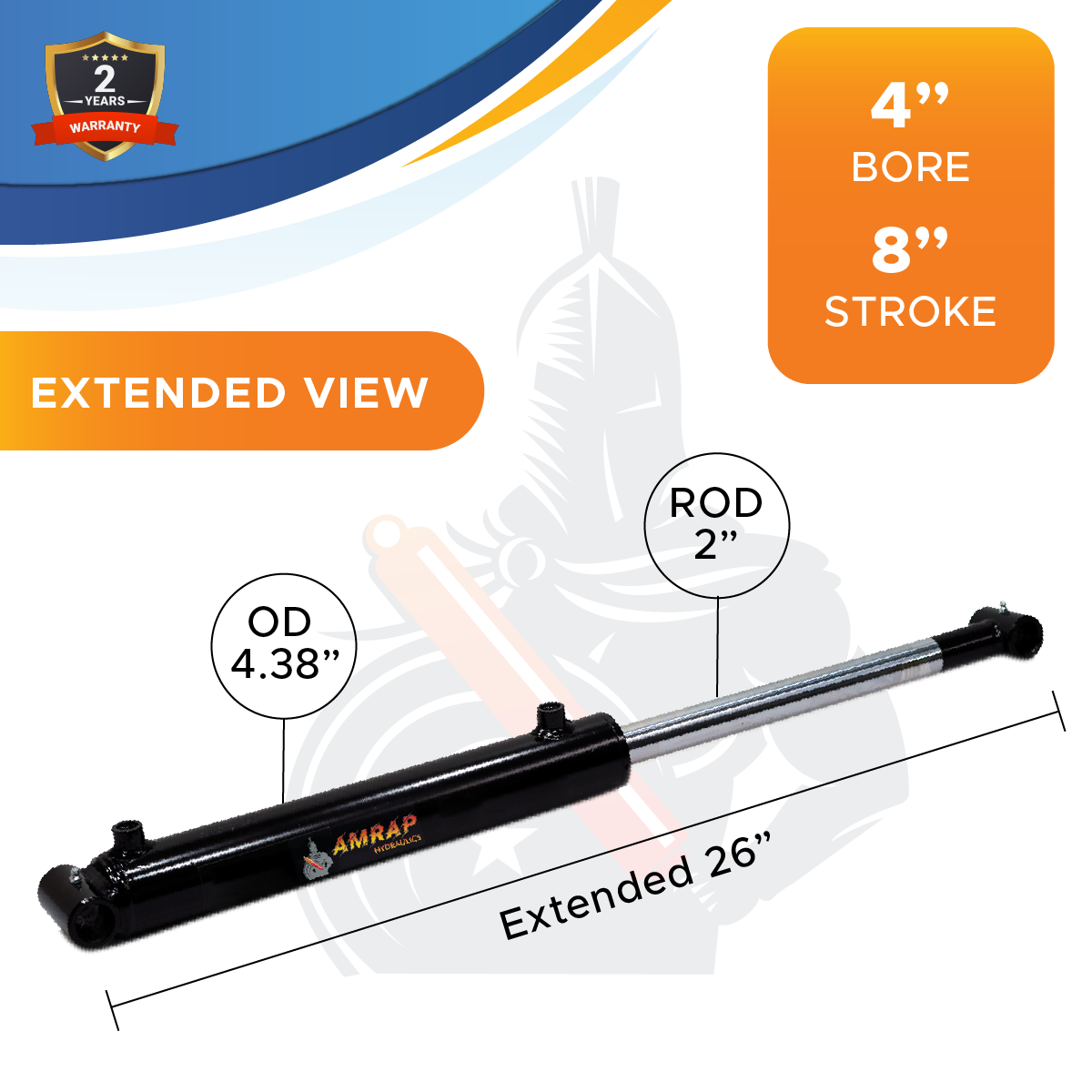 4x8 Hydraulic Cylinder -   4 Bore 8 Stroke Double Acting Welded Cross Tube Hydraulic Cylinder 3500 PSI