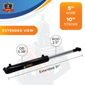 5x10 Hydraulic Cylinder - 5" Bore 10" Stroke Double Acting Welded Cross Tube Hydraulic Cylinder 3500 PSI Retracted: 21, Extended: 31,SAE #12