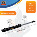 6x12 Hydraulic Cylinder - 6" Bore 12" Stroke Double Acting Welded Cross Tube Hydraulic Cylinder 3500 PSI Retracted: 23, Extended: 35, SAE #12