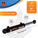 1x6 Hydraulic Cylinder -   1 Bore 6 Stroke  Welded Double Acting Swivel Eye Hydraulic Cylinder  3500 PSI