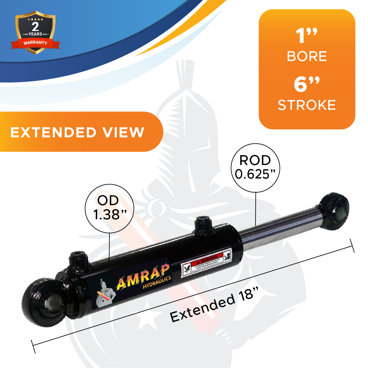 1x6 Hydraulic Cylinder -   1 Bore 6 Stroke  Welded Double Acting Swivel Eye Hydraulic Cylinder  3500 PSI