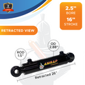 2.5x16 Hydraulic Cylinder - 2.5" Bore x 16" Stroke Hydraulic Cylinder | Swivel Eye Mount | 3500 PSI - (2.5x16) - SAE#8