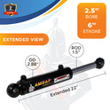 2.5x6 Hydraulic Cylinder - 2.5" Bore x 6" Stroke Hydraulic Cylinder | Swivel Eye Mount | 3500 PSI - (2.5x6) - SAE#8